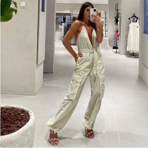 Zara jumpsuit cargo parachute with belt - Picture 6 of 12